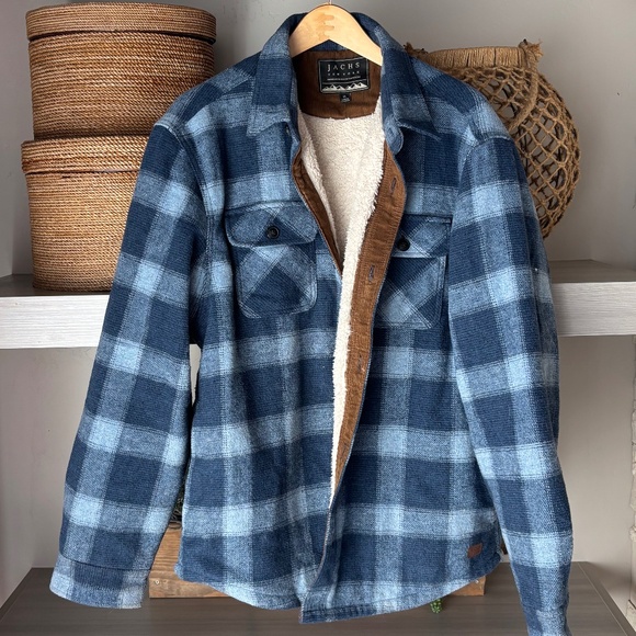 Jachs NY. Plaid Wool Blend Sherpa Lined Jacket Corduroy Trim - Picture 1 of 8
